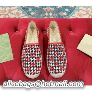 Pretty Style Gucci Espadrilles Flat in GG Houndtooth Canvas Red/Black/White 7230114