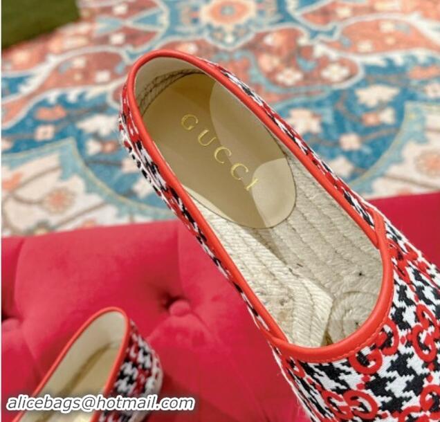 Pretty Style Gucci Espadrilles Flat in GG Houndtooth Canvas Red/Black/White 7230114