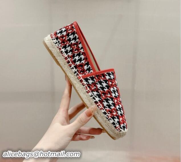 Pretty Style Gucci Espadrilles Flat in GG Houndtooth Canvas Red/Black/White 7230114