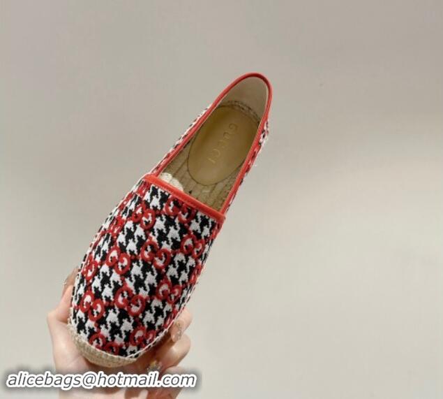 Pretty Style Gucci Espadrilles Flat in GG Houndtooth Canvas Red/Black/White 7230114