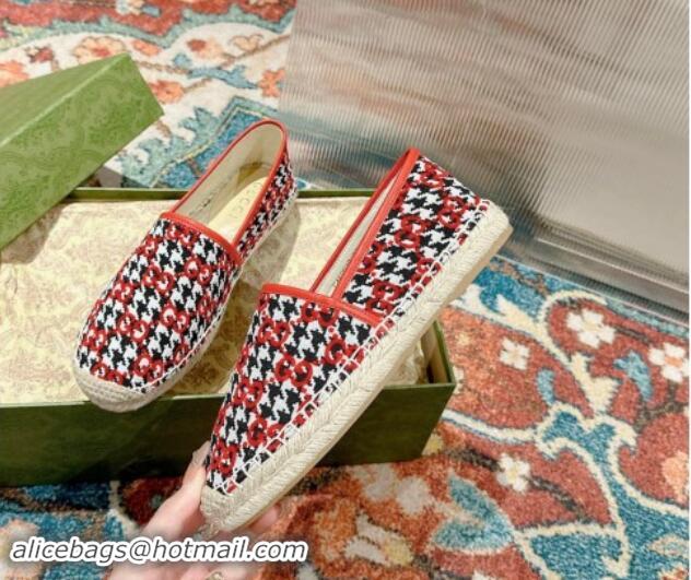 Pretty Style Gucci Espadrilles Flat in GG Houndtooth Canvas Red/Black/White 7230114