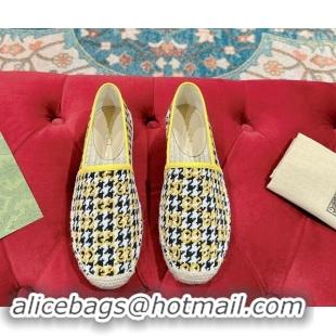 Grade Quality Gucci Espadrilles Flat in GG Houndtooth Canvas Yellow 7230115