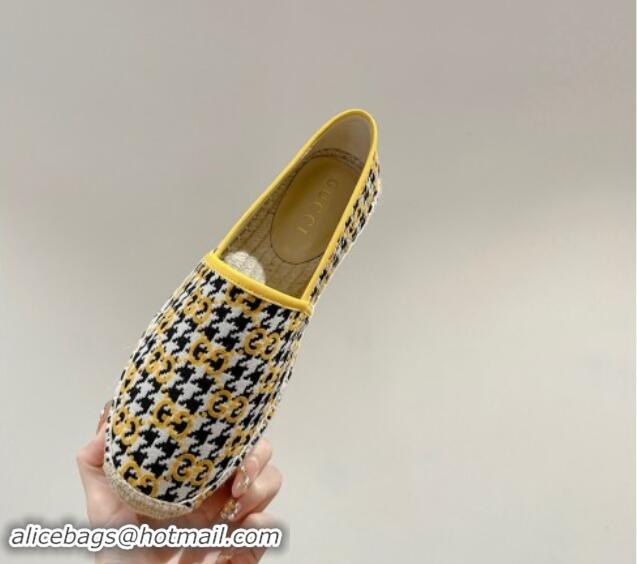 Grade Quality Gucci Espadrilles Flat in GG Houndtooth Canvas Yellow 7230115