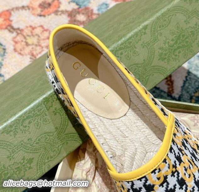 Grade Quality Gucci Espadrilles Flat in GG Houndtooth Canvas Yellow 7230115