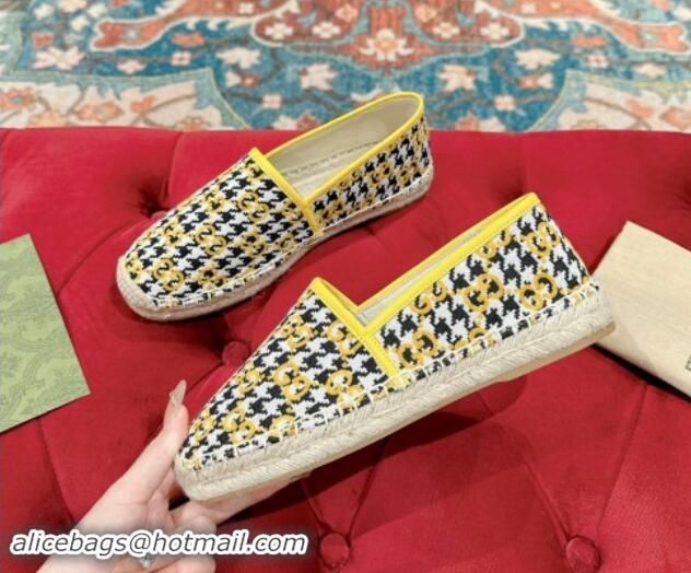 Grade Quality Gucci Espadrilles Flat in GG Houndtooth Canvas Yellow 7230115