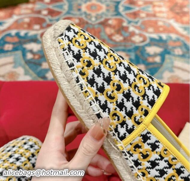 Grade Quality Gucci Espadrilles Flat in GG Houndtooth Canvas Yellow 7230115