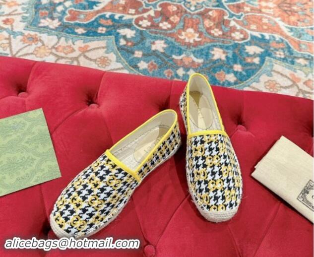 Grade Quality Gucci Espadrilles Flat in GG Houndtooth Canvas Yellow 7230115