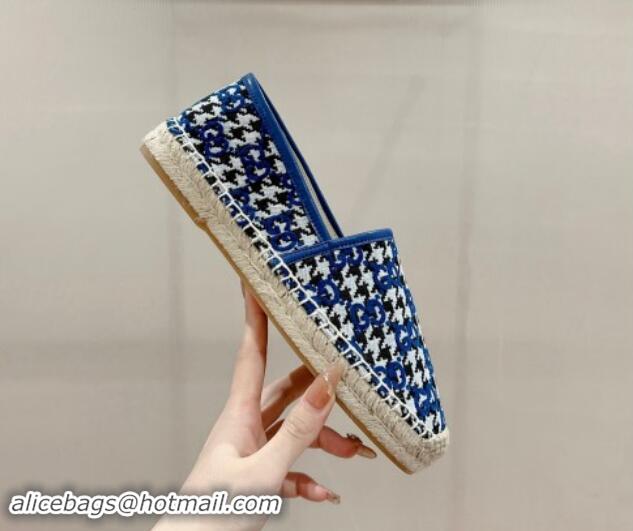 Shop Duplicate Gucci Espadrilles Flat in GG Houndtooth Canvas Sky Blue 7230116