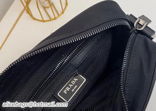 Famous Brand Prada Nylon and Saffiano Leather Bag with Strap 2VH048 Black 2023