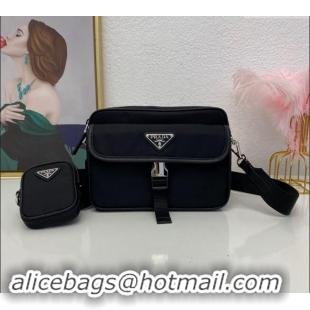 Top Grade Prada Re-Nylon and Saffiano Leather Shoulder Bag 2VH133 Black 2023