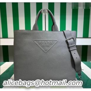 Well Crafted Prada Mens Leather Tote bag 2VG109 Grey 2023