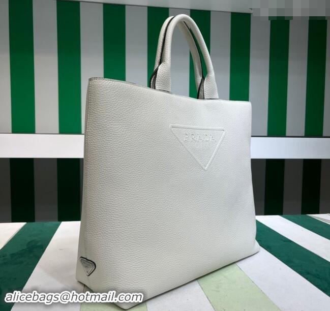 Top Design Discount Prada Mens Leather Tote bag 2VG109 White 2023