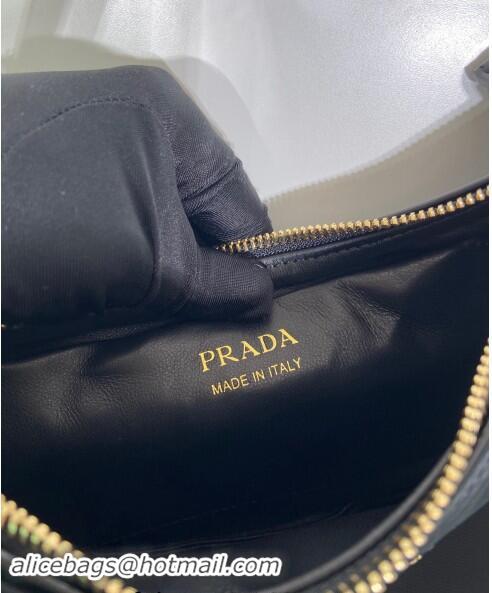 Unique Style Prada Re-Nylon and Brushed Leather Hobo Bag 1BC194 Black 2023