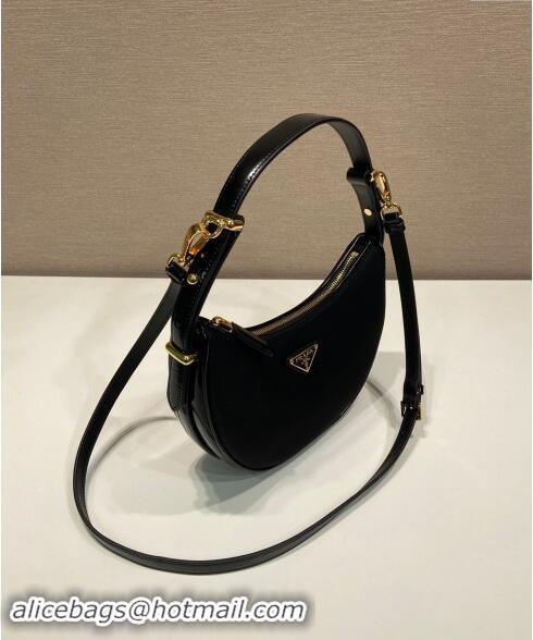 Unique Style Prada Re-Nylon and Brushed Leather Hobo Bag 1BC194 Black 2023