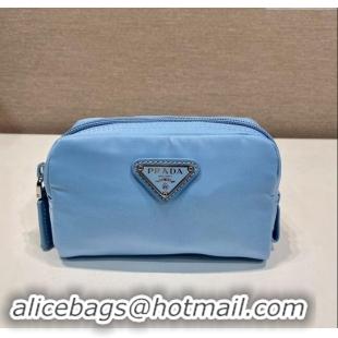 Top Grade Prada Re-Nylon necessaire pouch 1NA339 Light Blue 2023