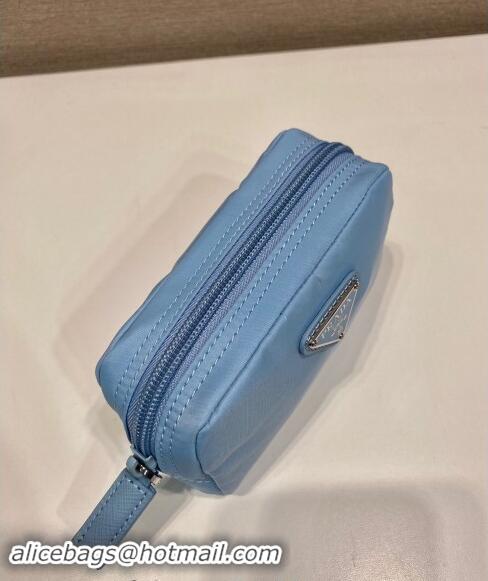 Top Grade Prada Re-Nylon necessaire pouch 1NA339 Light Blue 2023