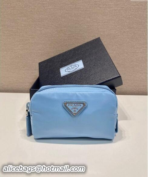 Top Grade Prada Re-Nylon necessaire pouch 1NA339 Light Blue 2023