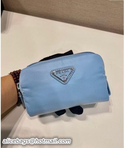 Top Grade Prada Re-Nylon necessaire pouch 1NA339 Light Blue 2023