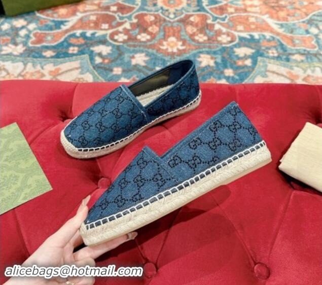 Perfect Gucci Espadrilles Flat in Strass GG Blue Denim 7230118