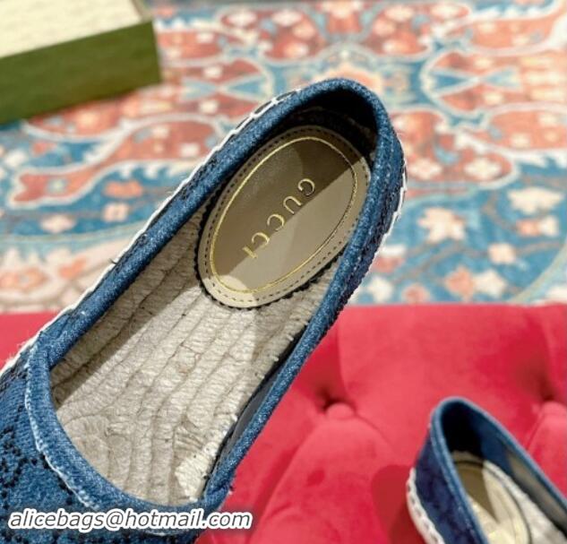 Perfect Gucci Espadrilles Flat in Strass GG Blue Denim 7230118