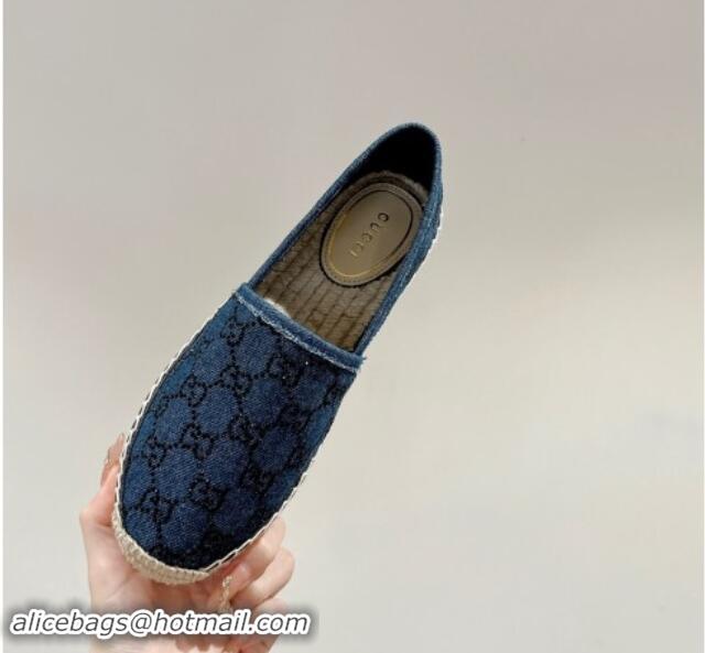 Perfect Gucci Espadrilles Flat in Strass GG Blue Denim 7230118