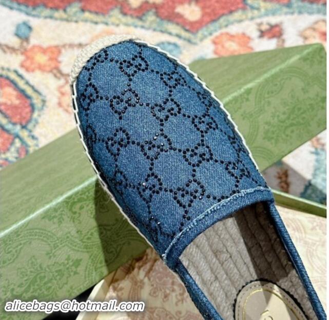 Perfect Gucci Espadrilles Flat in Strass GG Blue Denim 7230118