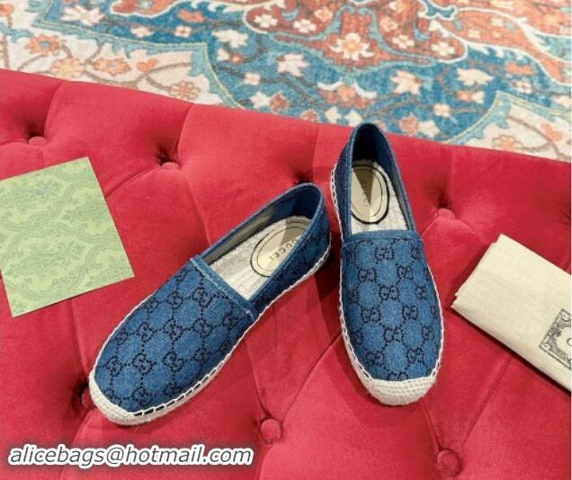 Perfect Gucci Espadrilles Flat in Strass GG Blue Denim 7230118