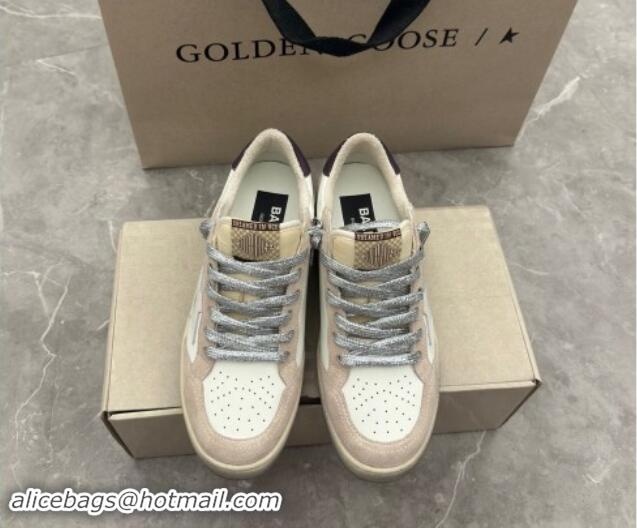 Cheap Price Golden Goose Women's Ball Star Sneakers with white star and burgundy leather heel tab White/Beige 081005