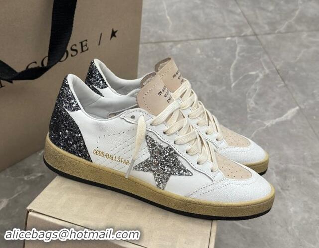 Classic Hot Golden Goose Ball Star sneakers in white leather with glitter star and heel tab 905062