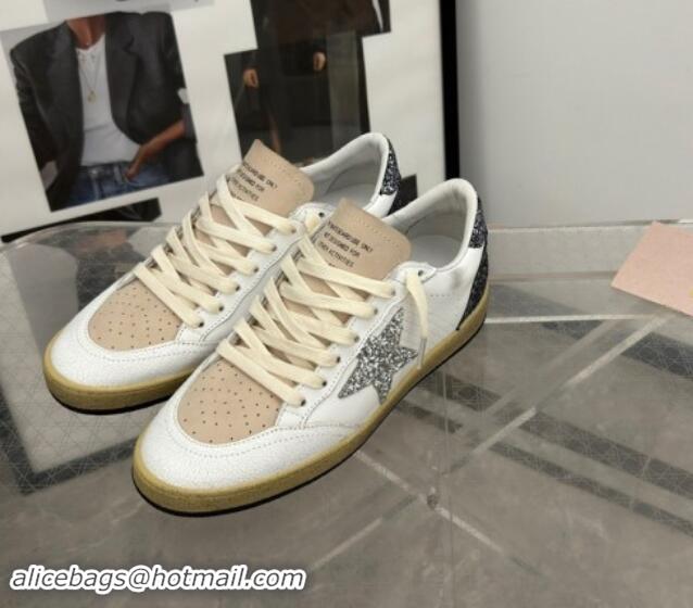 Classic Hot Golden Goose Ball Star sneakers in white leather with glitter star and heel tab 905062