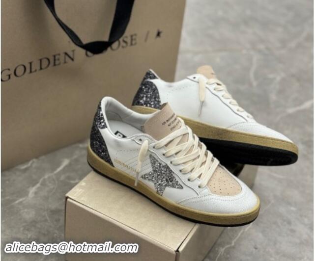 Classic Hot Golden Goose Ball Star sneakers in white leather with glitter star and heel tab 905062