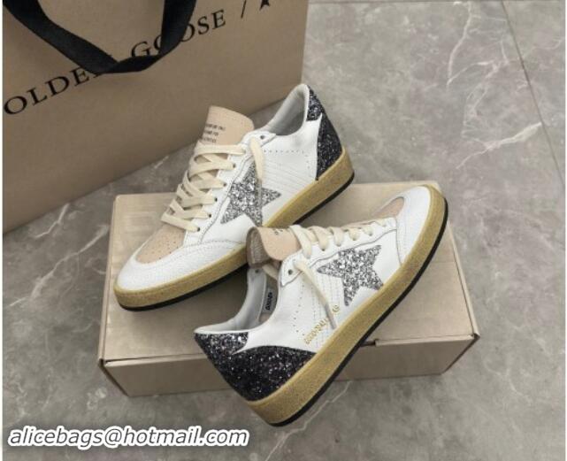 Classic Hot Golden Goose Ball Star sneakers in white leather with glitter star and heel tab 905062