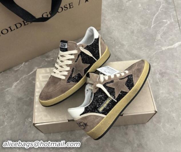 Best Grade Golden Goose Ball Star sneakers in grey suede and black glitter 905063