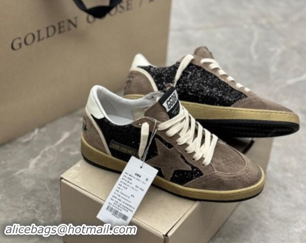 Best Grade Golden Goose Ball Star sneakers in grey suede and black glitter 905063