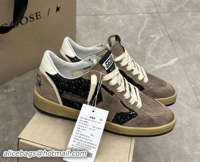 Best Grade Golden Goose Ball Star sneakers in grey suede and black glitter 905063