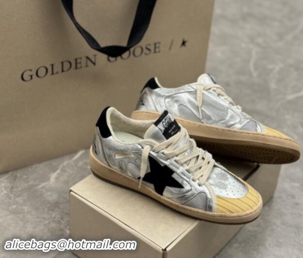 Top Design Golden Goose Ball Star LAB sneakers in silver leather with black suede star and heel tab 905064