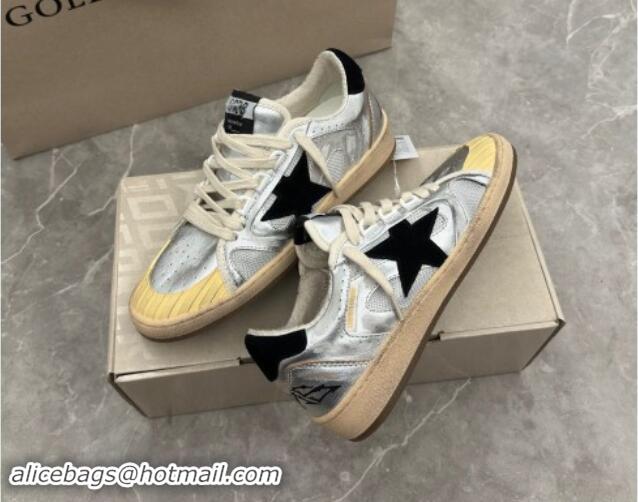 Top Design Golden Goose Ball Star LAB sneakers in silver leather with black suede star and heel tab 905064