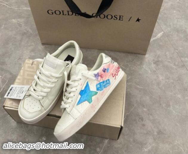 Good Quality Golden Goose Stardan Sneaker in Pink Coconut Tree Printed White Leather Pink 905065