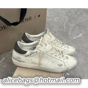 Top Grade Golden Goose Super-Star Sneakers in nappa leather with perforated star and grey suede heel tab 905068