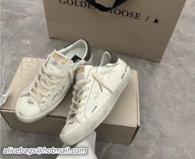 Top Grade Golden Goose Super-Star Sneakers in nappa leather with perforated star and grey suede heel tab 905068