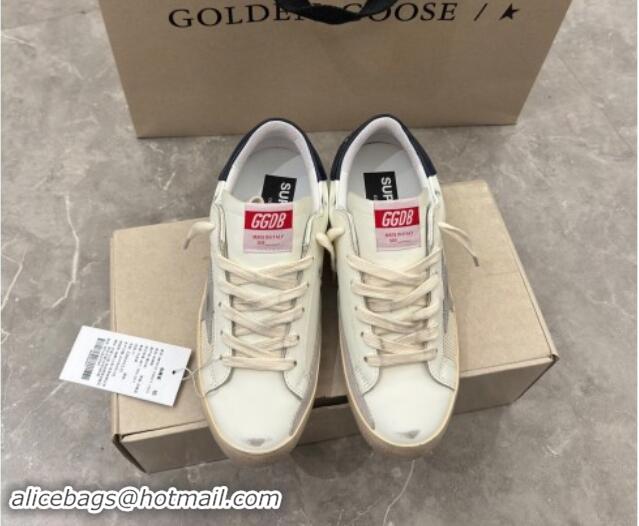 Grade Golden Goose Super-Star Sneakers in White Leather and Mesh with Silver Star 905069