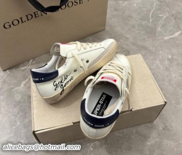 Grade Golden Goose Super-Star Sneakers in White Leather and Mesh with Silver Star 905069