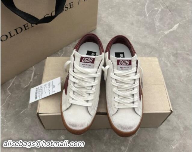 Best Price Golden Goose Super-Star Sneakers in white leather with burgundy leather star and heel tab 009052