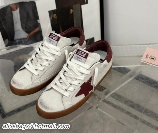 Best Price Golden Goose Super-Star Sneakers in white leather with burgundy leather star and heel tab 009052