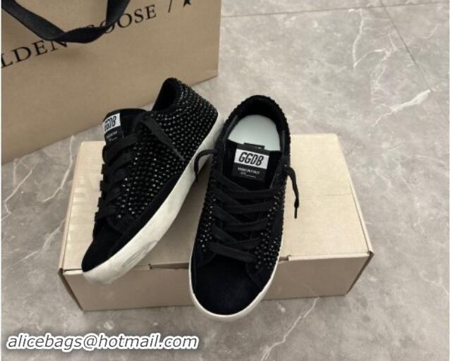 Low Cost Golden Goose Super-Star Sneakers in All Black Suede and Strass 009053