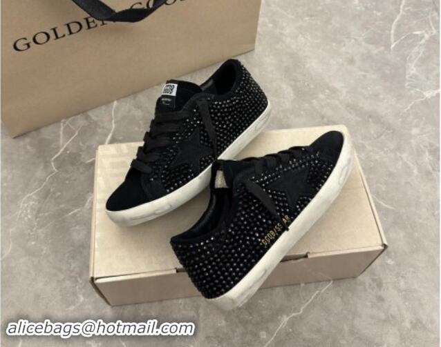 Low Cost Golden Goose Super-Star Sneakers in All Black Suede and Strass 009053