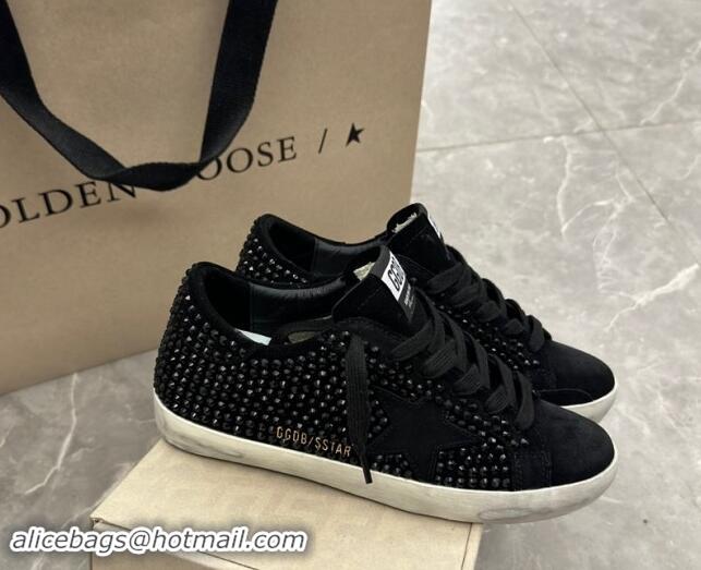 Low Cost Golden Goose Super-Star Sneakers in All Black Suede and Strass 009053