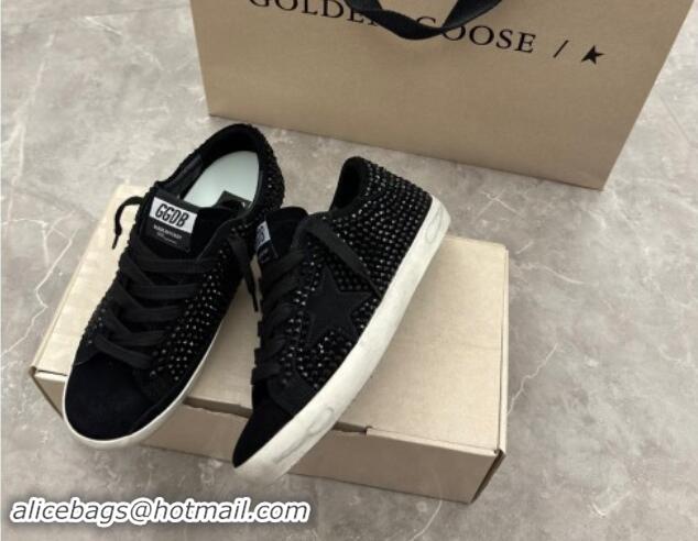 Low Cost Golden Goose Super-Star Sneakers in All Black Suede and Strass 009053