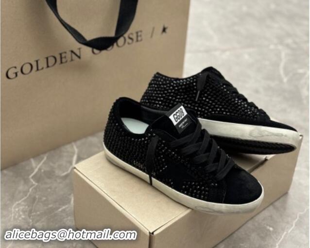 Low Cost Golden Goose Super-Star Sneakers in All Black Suede and Strass 009053