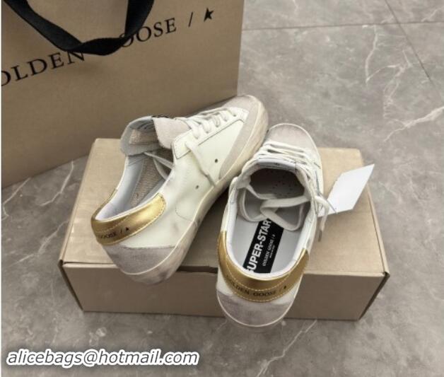 Purchase Golden Goose Super-Star Sneakers in White Leather with Strass Star and Gold Heel 009054